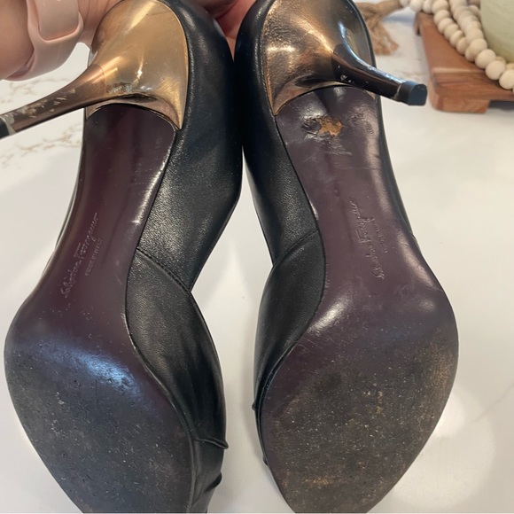 SALVATORE FERRAGAMO Black Peep Toe Heels! - Picture 5 of 10